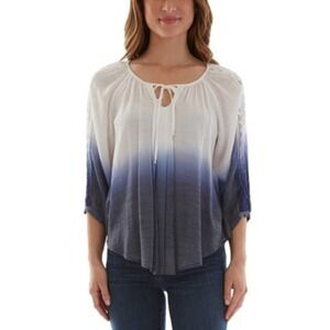 𝅺JR629 BCX Navy Ombre 3/4 Sleeve Off Shoulder Top Size XS